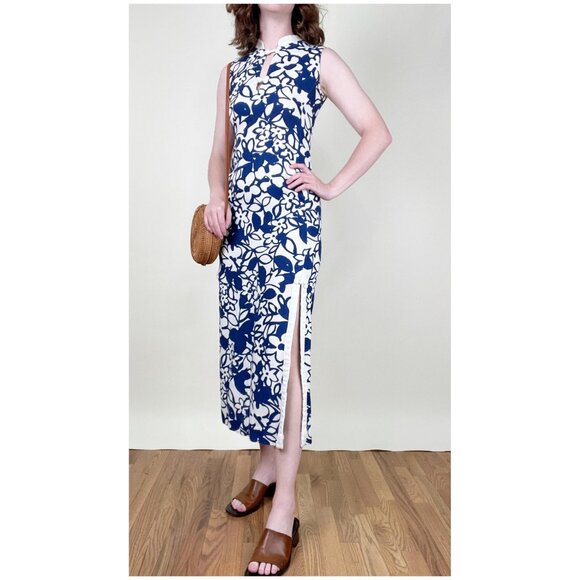 Vintage Floral Print Maxi Sun Dress Tropical Vacation Scandi Girl Beach Wedding - Picture 4 of 7